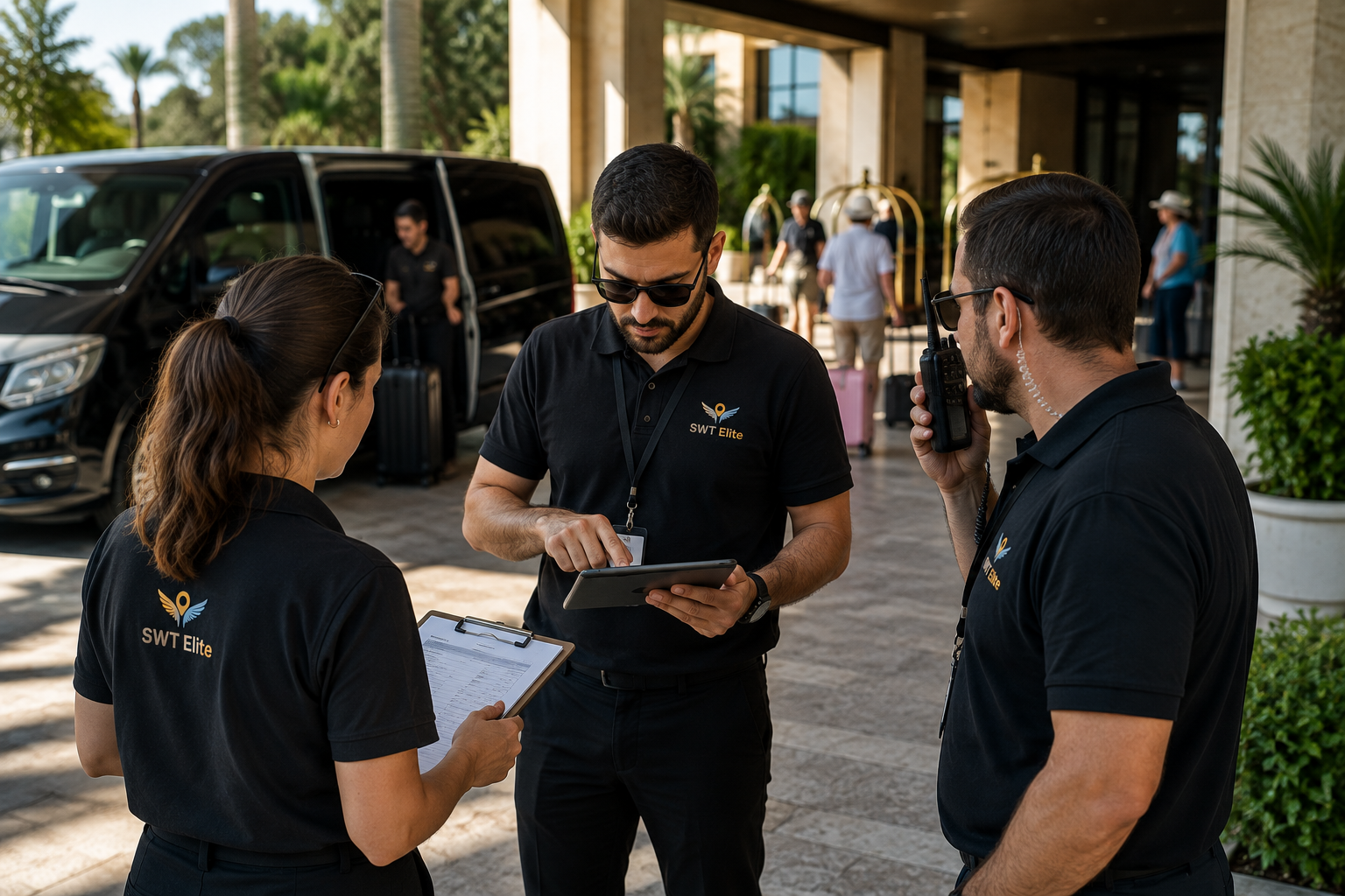 SWT field team coordinating a live hotel-side operation